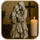 Imagem Sagrada Família Marmorizado 30cm - Decoração com Fé®