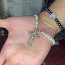 Santo Terço Compacto - Branco com Fecho de Pulseira (COMPRE 1 LEVE 2)