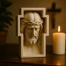 Adorno de Mesa Rosto de Cristo Branco - Proteção no Lar®