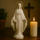 Imagem Nossa Senhora das Graças de Mármore 32cm (Coroa Folheada de Ouro) - Decoração com Fé®