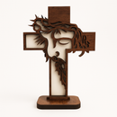 Crucifixo Rosto de Cristo em Madeira 20cm®
