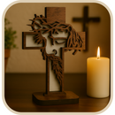 Crucifixo Rosto de Cristo em Madeira 20cm®