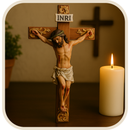 Crucifixo de Parede Madeira e Detalhes Dourados 22cm®