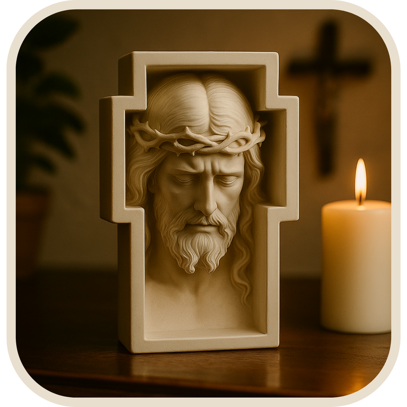 Adorno de Mesa Rosto de Cristo Branco - Proteção no Lar®