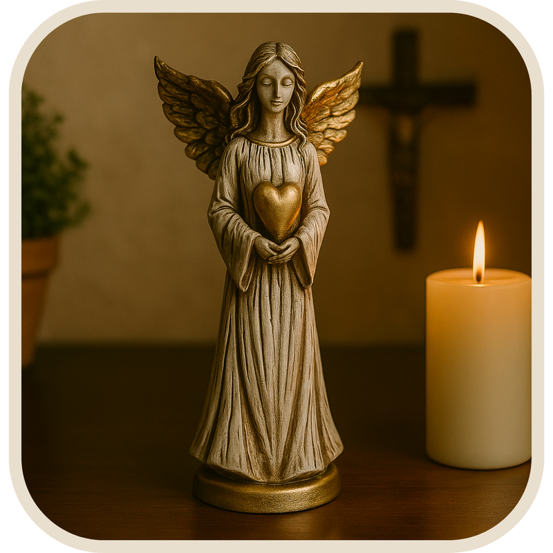 Anjo da Guarda Marmorizado 16cm - Decoração com Fé®