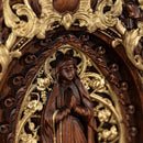 Escultura Virgem Maria Folhas Madeira