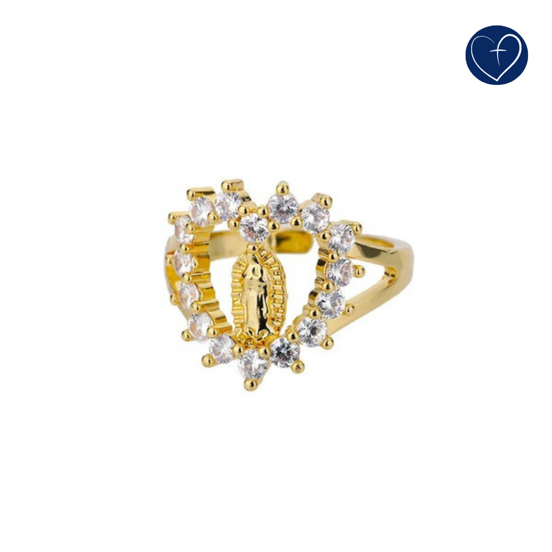 Anel Coração em Zircônia de Nossa Senhora