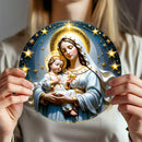 Decoração Católica Nossa Senhora com Menino Jesus e Estrelas Celestiais