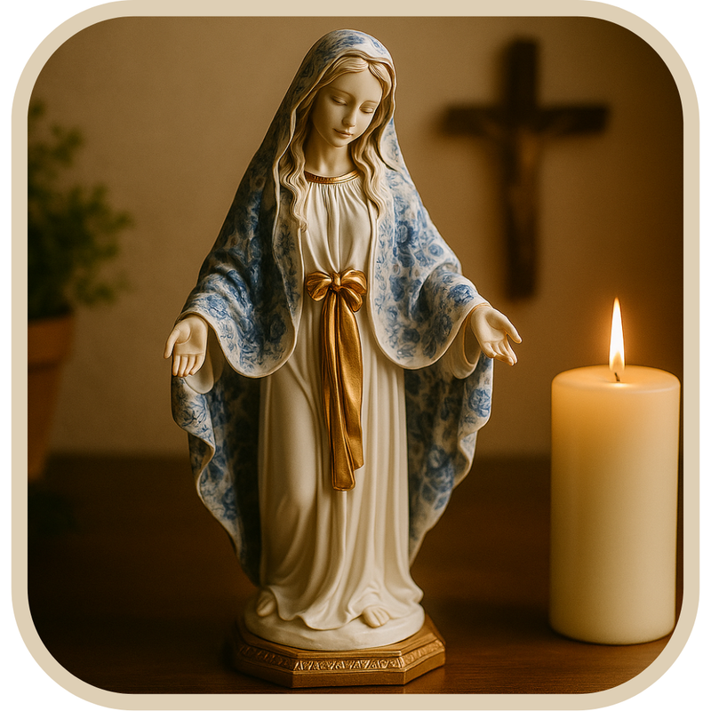 Imagem Nossa Senhora das Graças Floral Azul 40cm - Decoração com Fé®