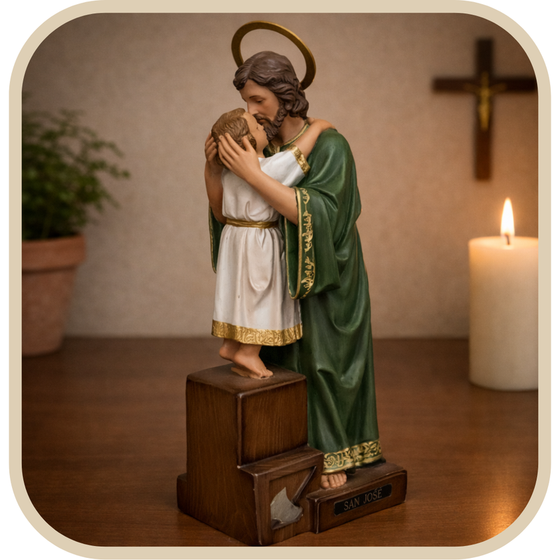 Imagem São José e Menino Jesus 20cm Resina - Decoração com Fé®