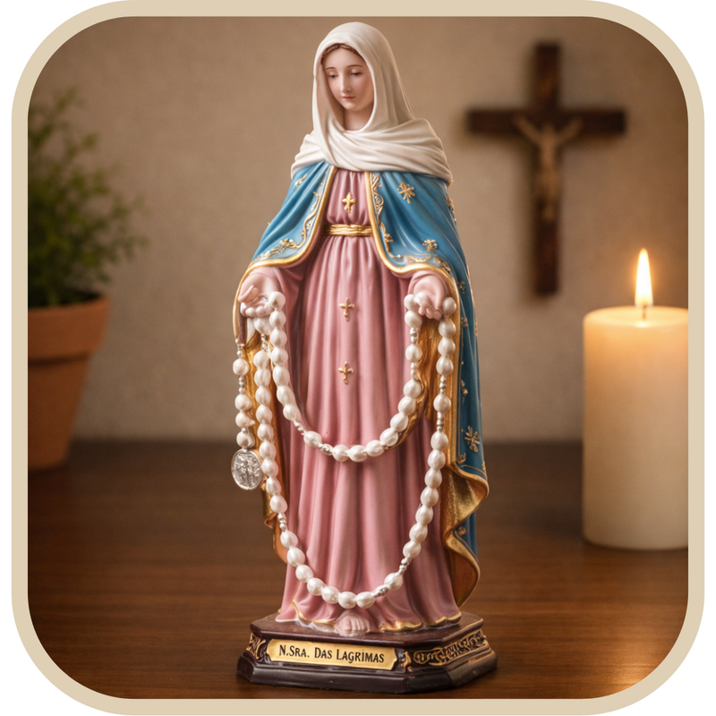 Imagem Nossa Senhora das Lágrimas 20cm Resina - Decoração com Fé®