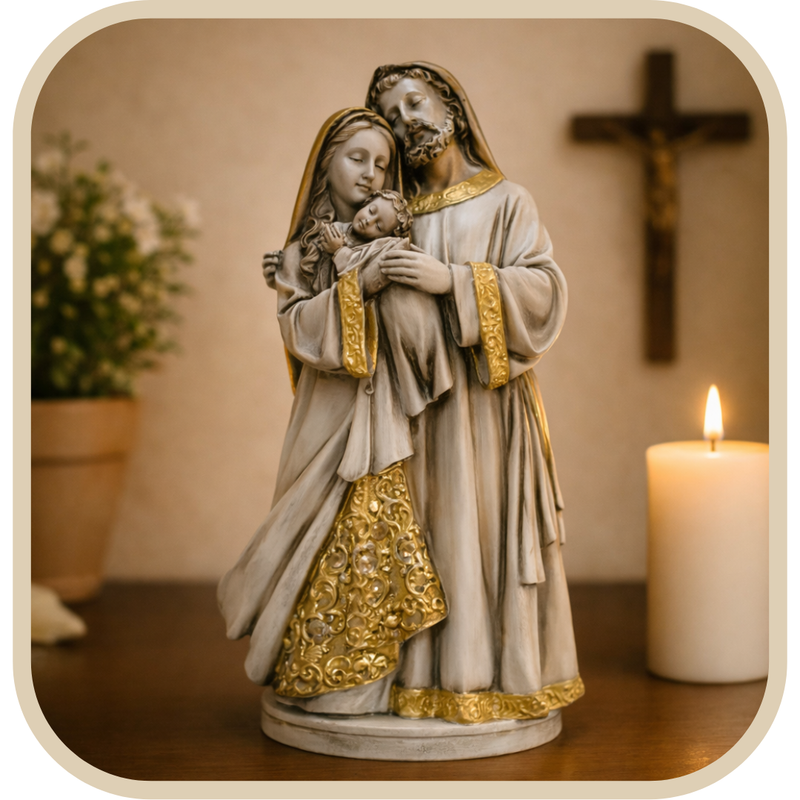 Imagem Sagrada Família 20cm Estilizado Mármore - Decoração com Fé®