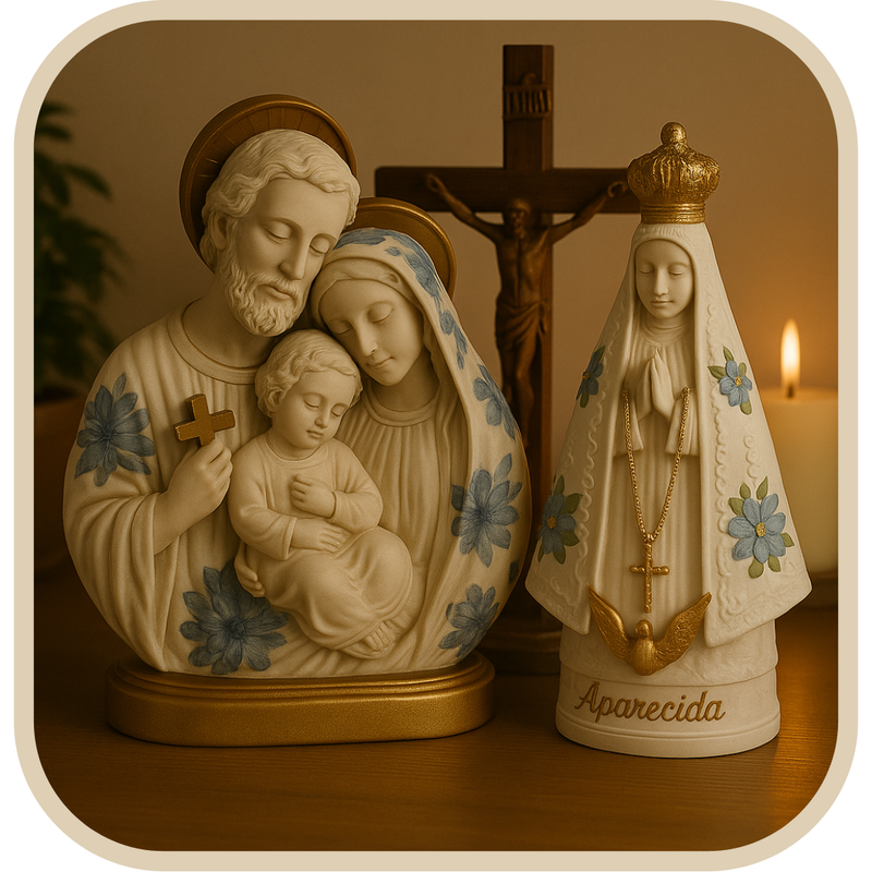 Kit Nossa Senhora Aparecida + Sagrada Família  - Lar com Fé®